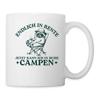 Rente Waschbär in Ruhe Campen - Tasse - Weiß - Rechts