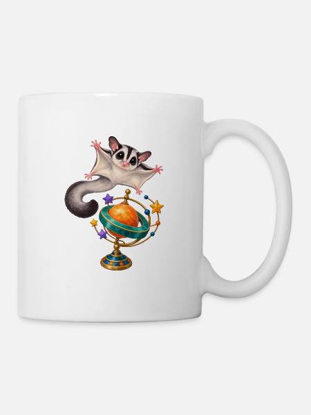 Gleitbeutler mit buntem Planeten-Ringkreisel - Tasse - Weiß