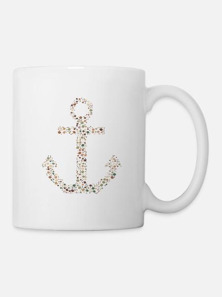 Anker aus Muscheln Erdtöne - Tasse - Weiß