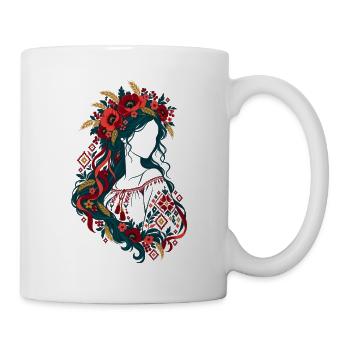 Ukrainische Blütenranke - Tasse - Weiß - Rechts