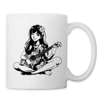 Ukulele Mädchen - Tasse - Weiß - Rechts