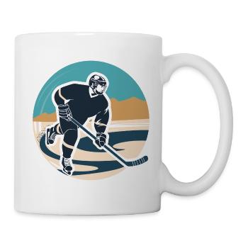 Eishockeyspieler Grafik - Tasse - Weiß - Rechts