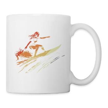 Retro Surfer Frau - Tasse - Weiß - Rechts