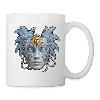 Blaue Venezianische Maske mit Sonne - Tasse - Weiß - Rechts
