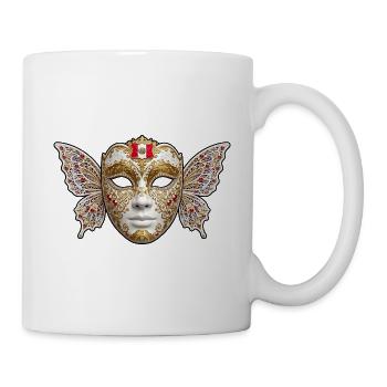 Goldene Flügelmaske mit Peru-Emblem - Tasse - Weiß - Rechts