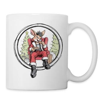 Häschen-Santa im Weihnachtskreis - Tasse - Weiß - Rechts
