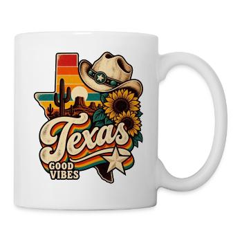 Texas Retro Good Vibes Sonnenblumen - Tasse - Weiß - Rechts