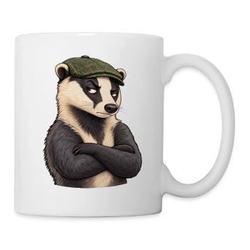 Verdächtiger Flatcap-Dachs - Tasse - Weiß - Rechts