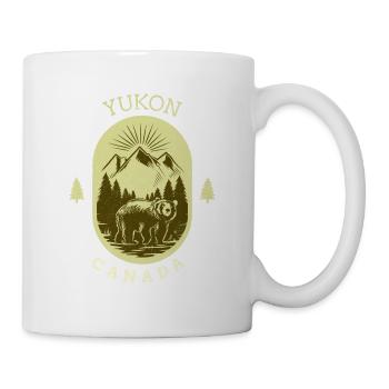 Yukon Canada Bär Berge Wildnis Vintage Abzeichen - Tasse - Weiß - Rechts