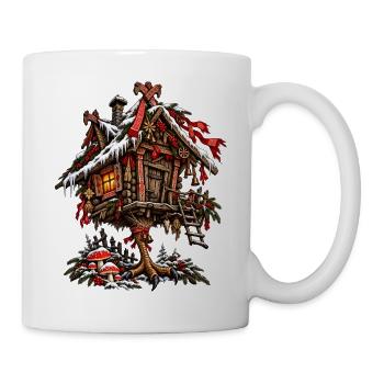 Weihnachts-Baba-Jaga-Hütte slawisches Folklore-Design - Tasse - Weiß - Rechts