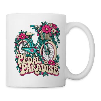 Pedal Paradise Blumenrad Illustration - Tasse - Weiß - Rechts