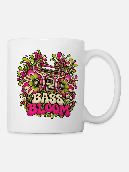 Bass Bloom Neon-Blüten Boombox - Tasse - Weiß