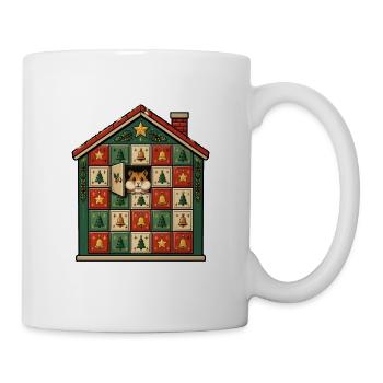 Hamster Adventskalender Retro Comic Haus T-Shirt - Tasse - Weiß - Rechts