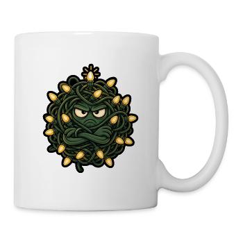 Mürrische Lichterkette Kabel Wirrwarr Comic Shirt - Tasse - Weiß - Rechts