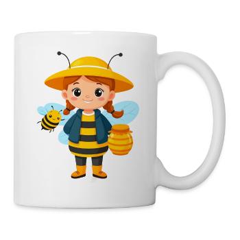 Kleine Comic Imkerin Biene Honig Kinder T-Shirt - Tasse - Weiß - Rechts