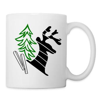 Grüner Tannenbaum mit Elch - Tasse - Weiß - Rechts