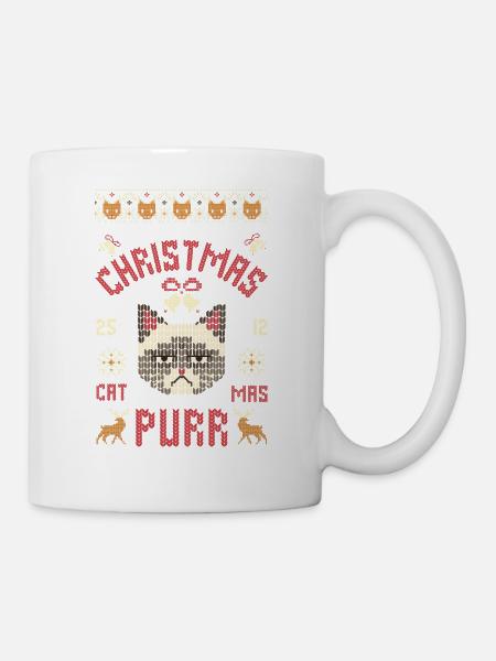 Ugly Christmas Katze - Tasse - Weiß