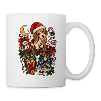 Weihnachts-Beagle-Welpendesign – Festlicher Hund - Tasse - Weiß - Rechts