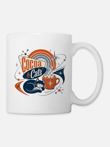 Kakao & Katzen Retro - Tasse - Weiß