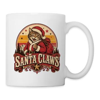 Katze Santa Claws Vintage Weihnachten - Tasse - Weiß - Rechts