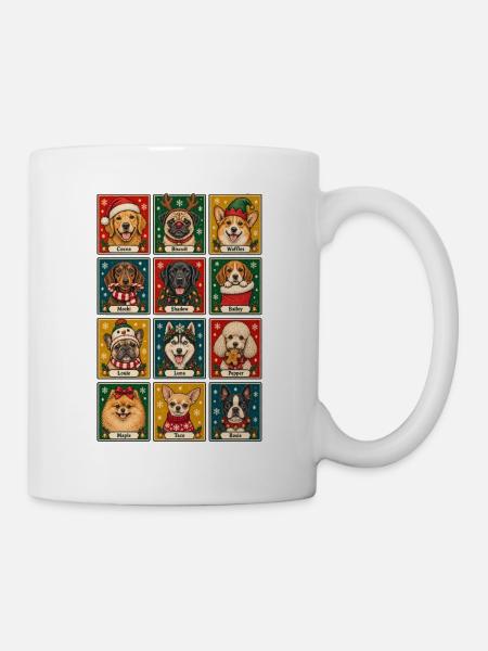 Weihnachtshundeporträts – Festliche Hunderassen - Tasse - Weiß