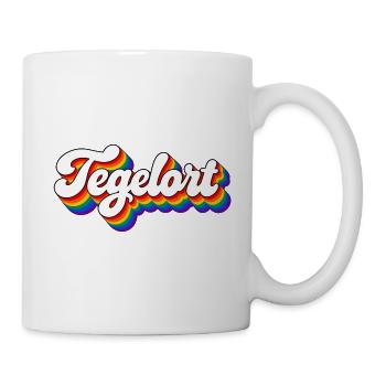 Tegelort - Regenbogen Schrift Berlin Reinickendorf - Tasse - Weiß - Rechts