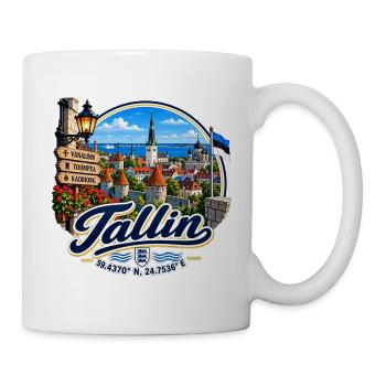 Tallin - Estonia - Estland - Baltikum - Koordinate - Tasse - Weiß - Rechts