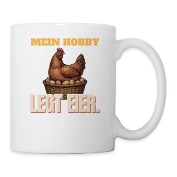 Hühnerhalter - Legt Eier - Tasse - Weiß - Rechts