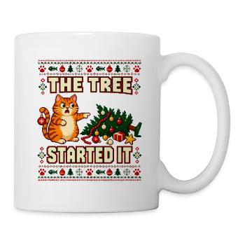 Weihnachten Katze Tannenbaum Chaos - Tasse - Weiß - Rechts