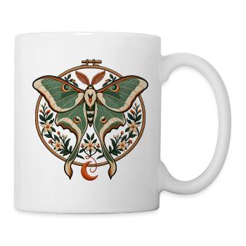 Mondfalter Blumenkreis Stickerei - Tasse - Weiß - Rechts