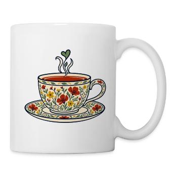 Florale Teetassenkunst - Tasse - Weiß - Rechts