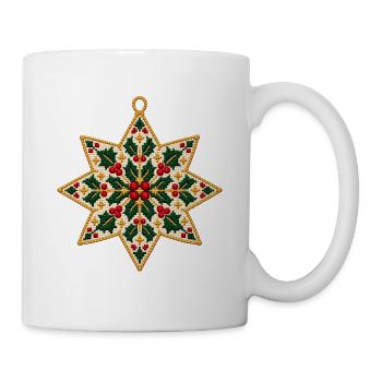 Weihnachtsstern Stickerei Ornament - Tasse - Weiß - Rechts