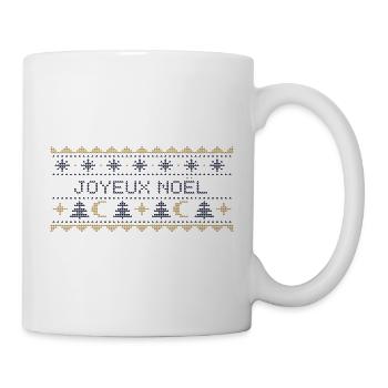 Himmlischer Weihnachtspullover – Gestrickter Mond und Sterne - Tasse - Weiß - Rechts