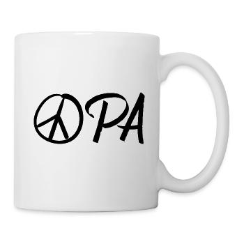 Opa mit Friedenszeichen – Schwarz - Tasse - Weiß - Rechts