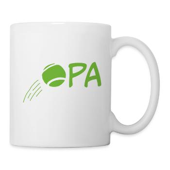 Opa mit Tennisball – Hellgrün - Tasse - Weiß - Rechts