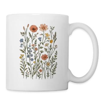 Wildblumen – eine botanische Wiese im Vintage-Stil - Tasse - Weiß - Rechts