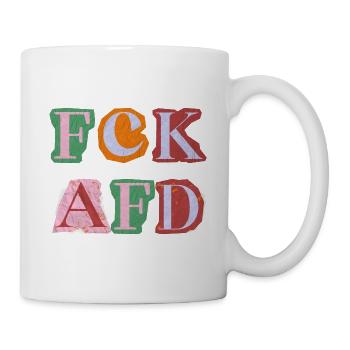 FCK AFD ERPRESSERBRIEF BUCHSTABEN, FCK NZS, NO NZS - Tasse - Weiß - Rechts