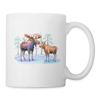 Elch im Winterwald – wilde Natur - Tasse - Weiß - Rechts