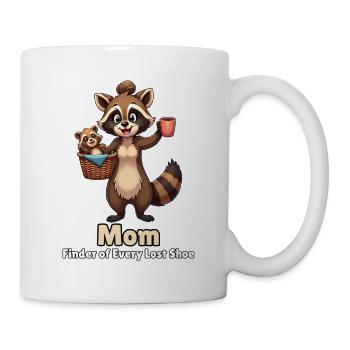Mom: Finder of Every Lost Shoe – Mama Waschbär - Tasse - Weiß - Rechts