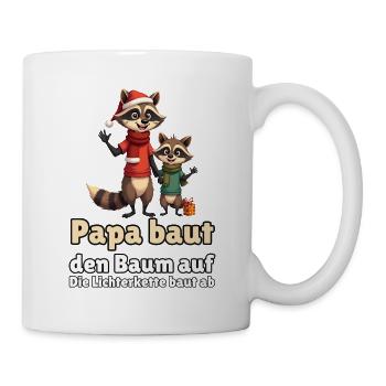 Waschbär-Papa zu Weihnachten - Tasse - Weiß - Rechts