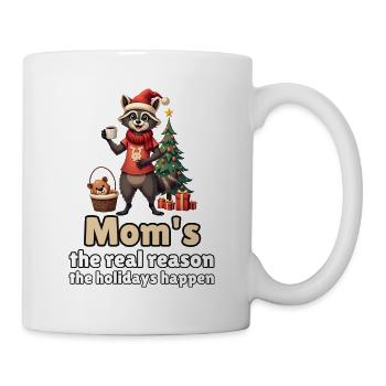 Mom's the real reason – Waschbär-Mama Weihnachten - Tasse - Weiß - Rechts