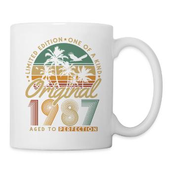 Original 1987 Jahrgang Geburtstag Retro Geschenk - Tasse - Weiß - Rechts