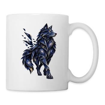 Blau-goldener Origami-Wolf mit sternenbedeckten Galaxien - Tasse - Weiß - Rechts
