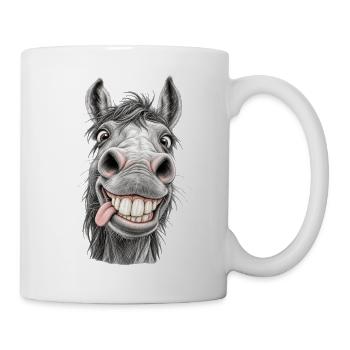 Lustiges Pferd mit einem breiten Lächeln - Tasse - Weiß - Rechts