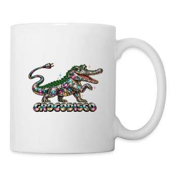 Crocodisco – Mehrfarbiges facettiertes Disco-Krokodil - Tasse - Weiß - Rechts