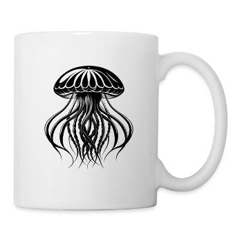 Qualle mit langen Tentakeln - Tasse - Weiß - Rechts