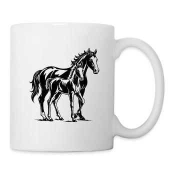 Pferd mit Fohlen - Tasse - Weiß - Rechts