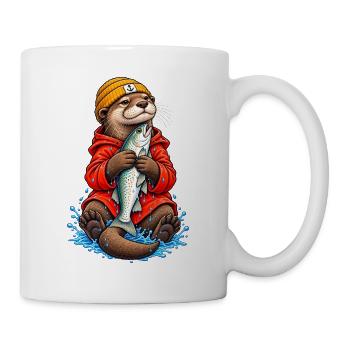 Otter Angler - Tasse - Weiß - Rechts