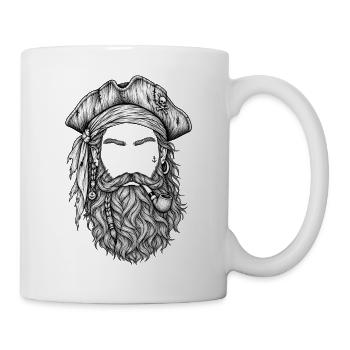 Piratengesicht mit Bart und Pipe - Tasse - Weiß - Rechts