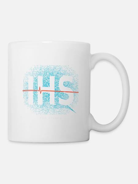 IHS Signal Rückenprint – Cyan & Koralle - Tasse - Weiß